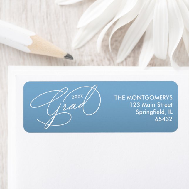 White Script Graduation Powder Blue Return (Insitu)