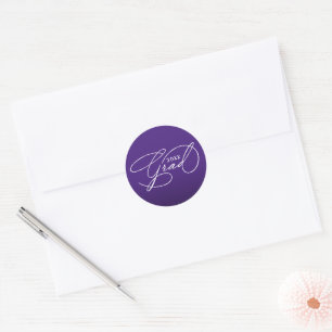 White Script Graduation Purple Envelope Seal