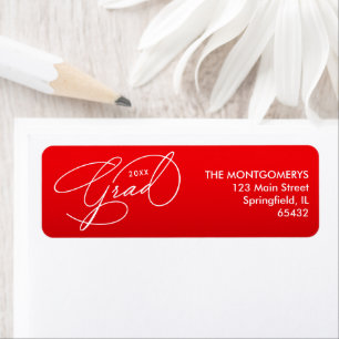 White Script Graduation Red Return Address