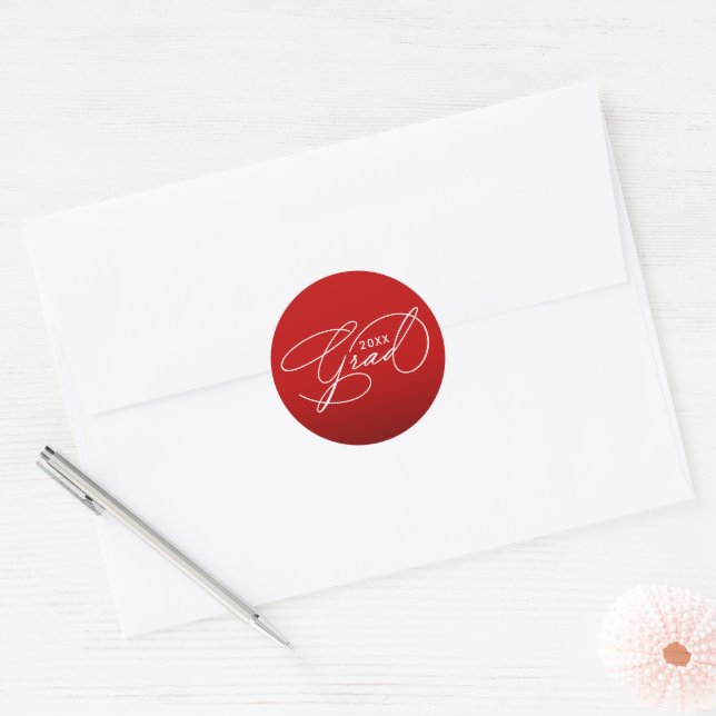 White Script Graduation Scarlet Red Envelope Seal (Envelope)