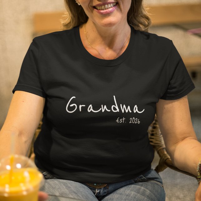 White Script Grandma Established  T-Shirt (Creator Uploaded)