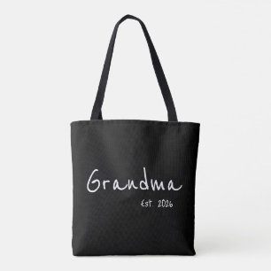 White script Grandma established Tote Bag