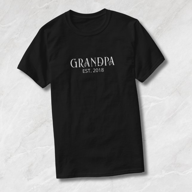 White Script Grandpa Established  T-Shirt (Creator Uploaded)