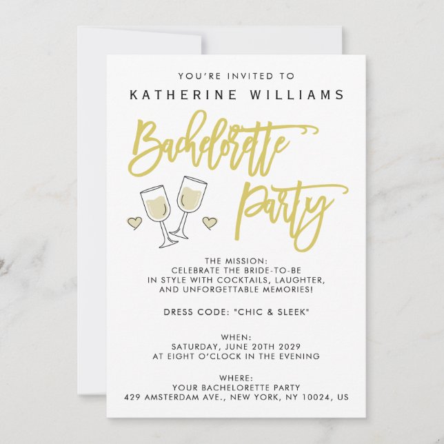 White Script Island Citrus Bachelorette Party Invitation (Front)