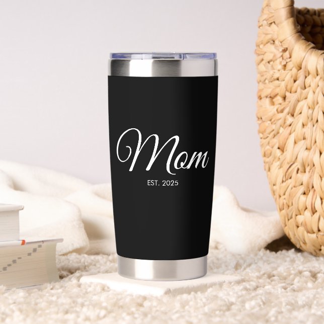 White Script Mum Established New Mum Gift Insulated Tumbler (Living Room (Rotated))