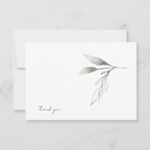 White Script Name Botanical Thank You Card