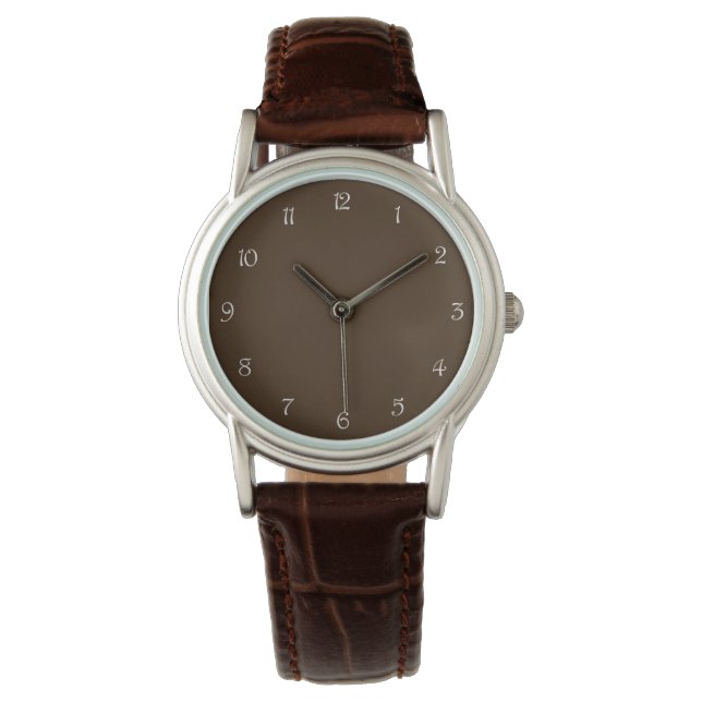 White Script Numbers On Brown wat Watch (Front)