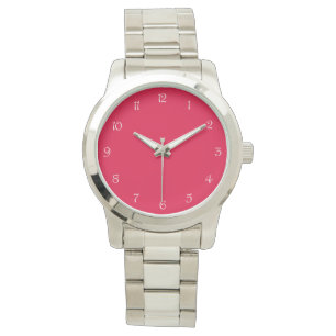 White Script Numbers On Pink cn Watch
