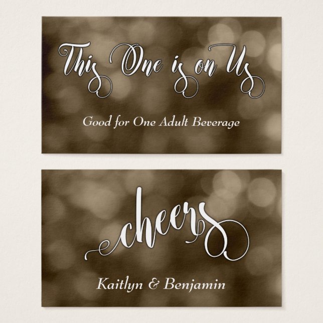 White Script on Sepia Bokeh, Drink Tickets (Front & Back)