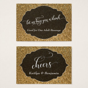 White Script over Gold Faux-Glitter Drink Tickets