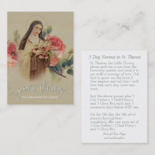 White Script Overlay   St. Therese Little Flower Business Card