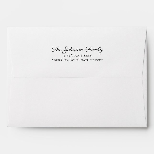 White Script Return Address Back Flap Mailing Envelope (Back (Top Flap))