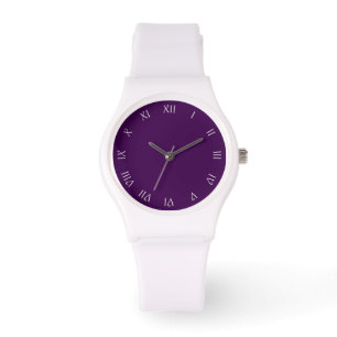 White Script Roman Numbers On Purple Womens cn Watch