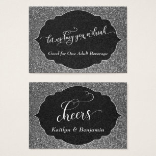White Script, Silver Faux Glitter 2, Drink Tickets