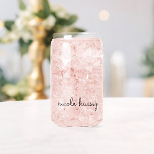 White Script    Stylish Monogram Modern Minimalist Can Glass