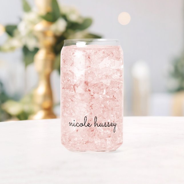 White Script  | Stylish Monogram Modern Minimalist Can Glass (Insitu (Wedding))