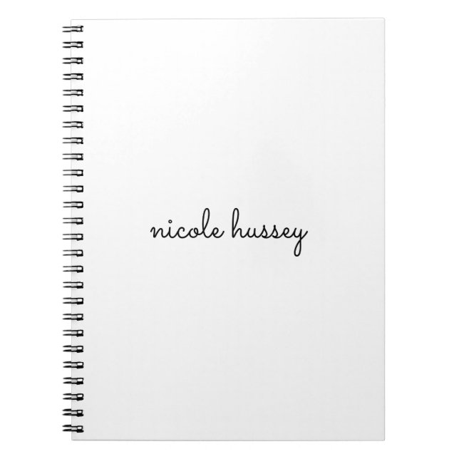 White Script  | Stylish Monogram Modern Minimalist Notebook (Front)