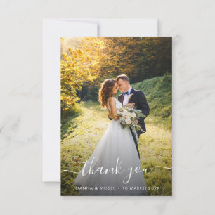 White Script Wedding Thank You Card
