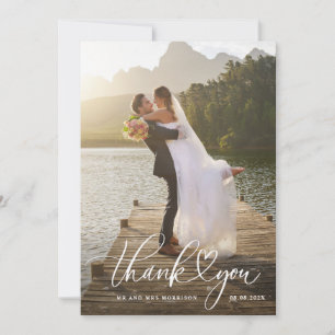 white script wedding thank you card