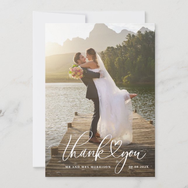white script wedding thank you  card (Front)