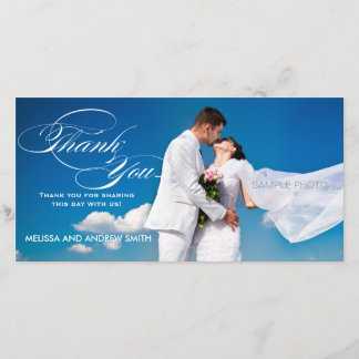 WHITE SCRIPT WEDDING THANK YOU PHOTO CARD