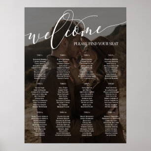 White Script Welcome Photo Wedding 12 Tables Poster