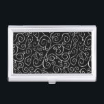 White Scrolling Curves on Black Business Card Holder<br><div class="desc">Hand-painted scrolling white curves meet and diverge in this all-over repeat design on a black background. The stylish painting is free flowing and decorative. 

 

 Watercolor painting,  scanned,  digitally enhanced. 
 Copyright © 2014 Claire E. Skinner. All rights reserved.</div>