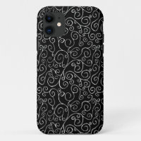 White Scrolling Curves on Black