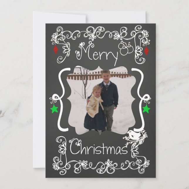 White Scrolls Customised Photo Holiday Card (Front)