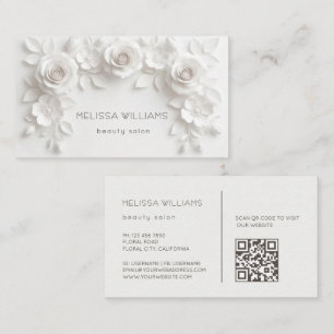 White Sculptural 3D Flowers Business Card