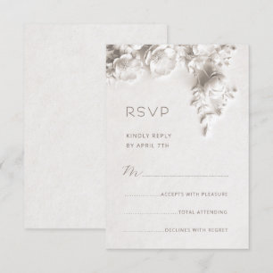 White Sculptural Flowers Wild Roses RSVP Card