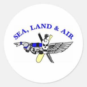 White Sea Land Air Classic Round Sticker