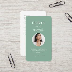 White / Seafoam Green Photo Social QR Code Business Card