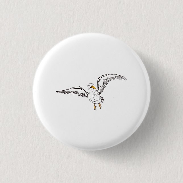 White seagull bird 3 cm round badge (Front)