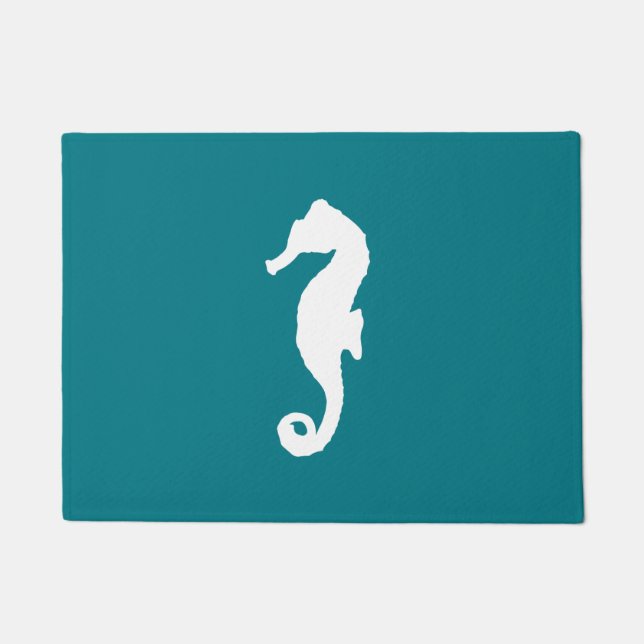 White Seahorse Doormat (Front)