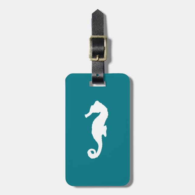 White Seahorse Luggage Tag (Front Vertical)