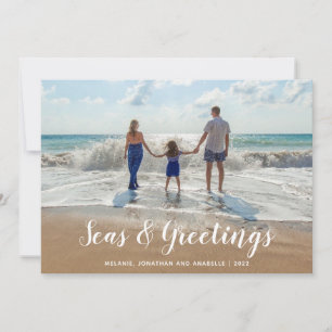 White Seas and Greetings  Beach Christmas Holiday Card