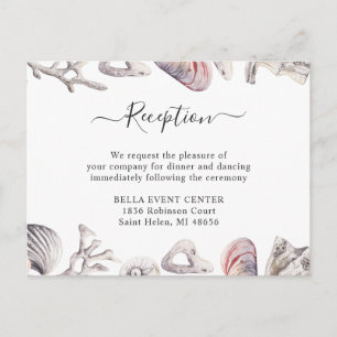 White Seashell Beach Reception Enclosure Card