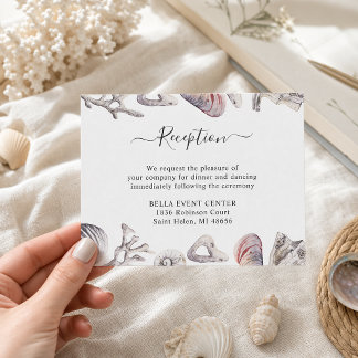 White Seashell Beach Reception Enclosure Card
