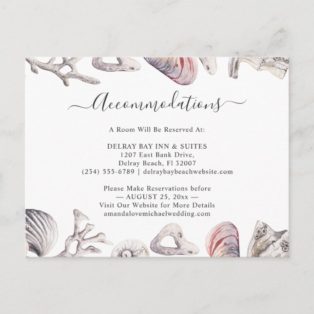 White Seashell Beach Sand Accommodations Card (Front)