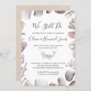 White Seashell Beach We Still Do Vow Renewal Invitation