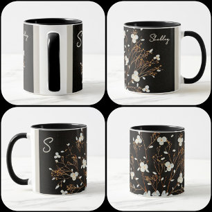 White Seashell Bouquet Dramatic Black Mug