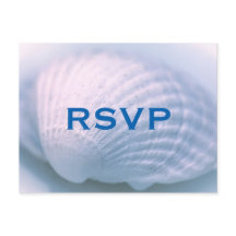 White Seashell Wedding RSVP Postcard
