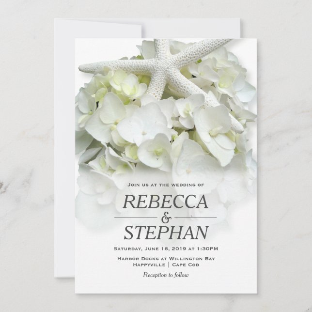 White Seaside Garden Casual Elegant Wedding Invitation (Front)