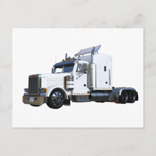 White Semi Tractor Trailer Postcard