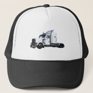 White Semi Tractor Trailer Trucker Hat