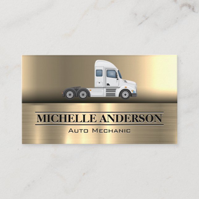 White Semi Truck  Business Card (Front)
