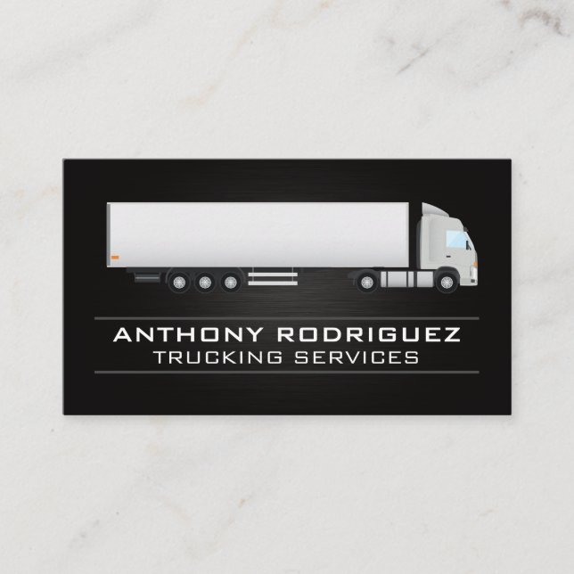 White Semi Truck | Driver | Logistics Transport Business Card (Front)
