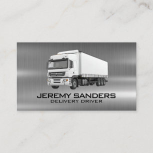 White Semi Truck Parked Delivery Driver Business Card