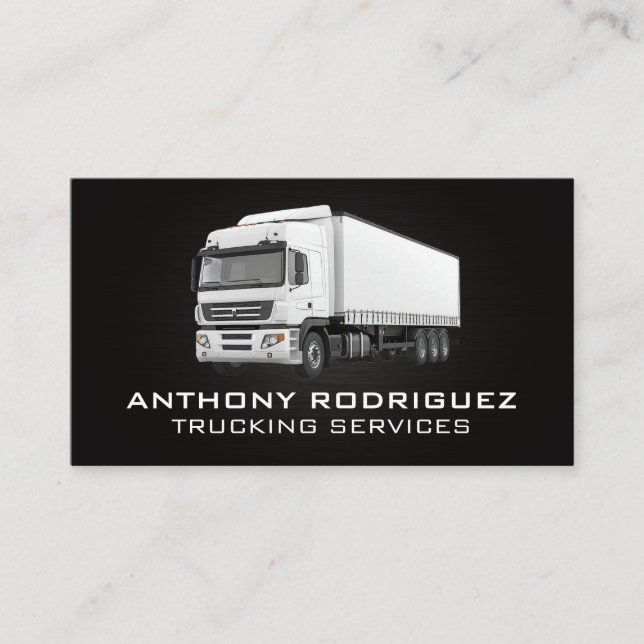 White Semi Truck | Trucking Services Business Card (Front)